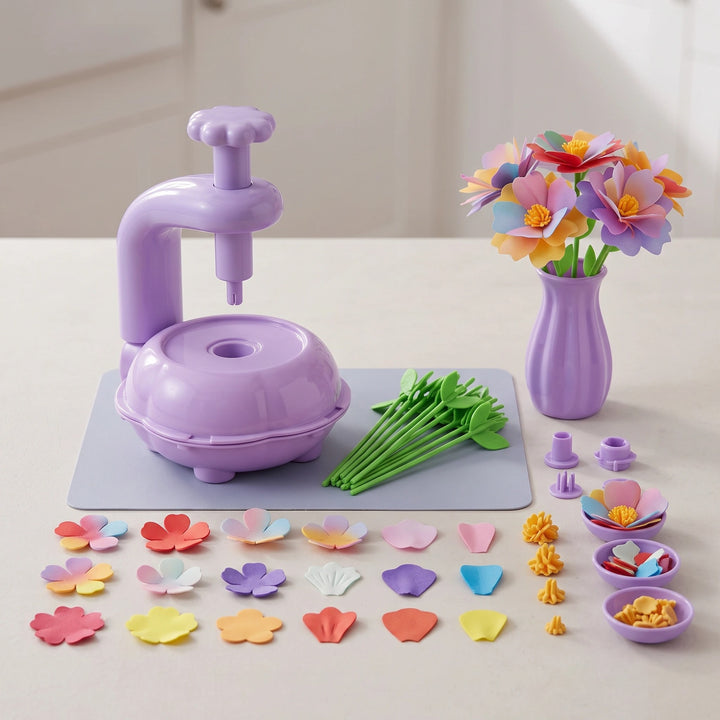 Kids Flower Bouquet Making Kit with Press Machine DIY Craft Toy Set