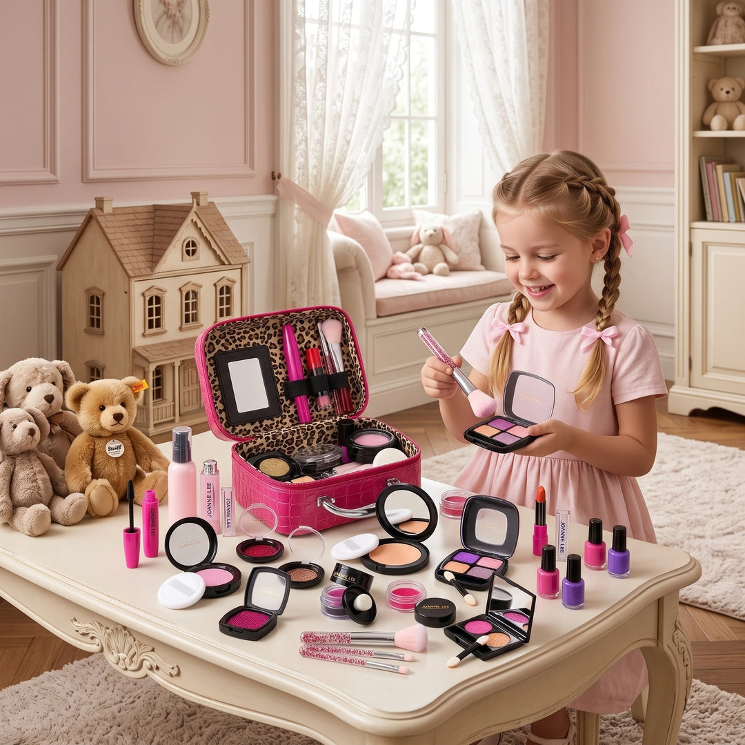 Kids Pretend Makeup Play Set with Cosmetic Case and Beauty Accessories