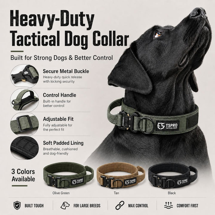 Large Dog Tactical Collar with Control Handle