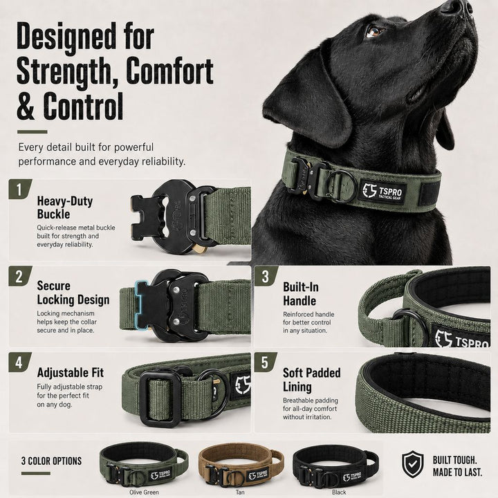 Large Dog Tactical Collar with Control Handle