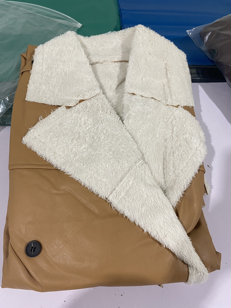Belted Long Winter Coat for Women with Sherpa Collar (11)