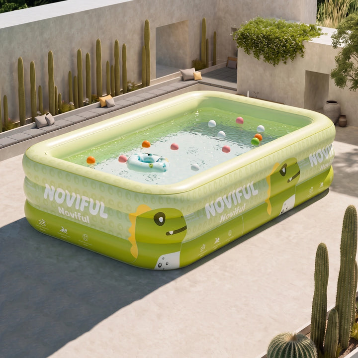 Large Inflatable Family Swimming Pool with Foldable Rectangular Design