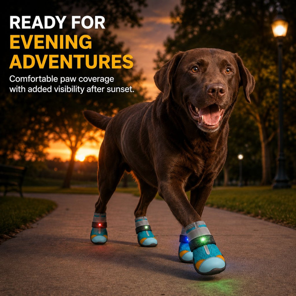 Motion-Activated LED Dog Boots for Night Walks