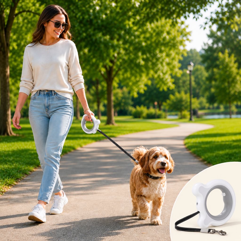 Retractable Dog Leash for Night Walks & Daily Walks