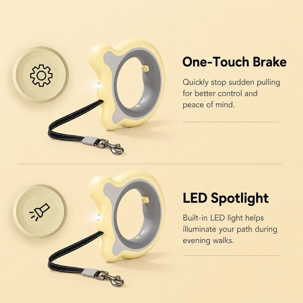 Retractable Dog Leash for Night Walks & Daily Walks