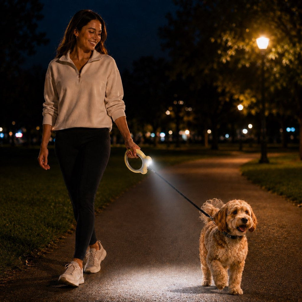 Retractable Dog Leash for Night Walks & Daily Walks