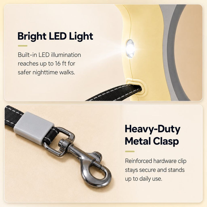Retractable Dog Leash for Night Walks & Daily Walks