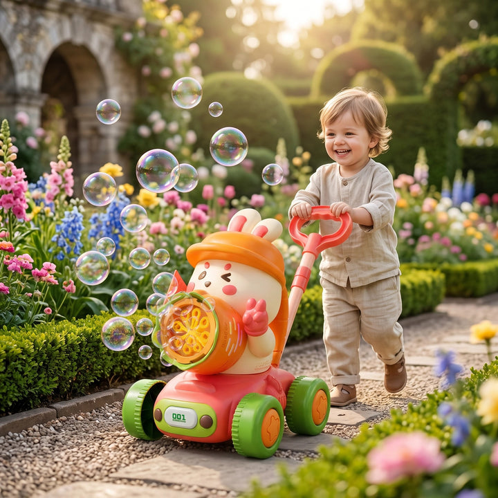 Light Up Bubble Push Walker Toy with LED Lights and Automatic Bubble Blower
