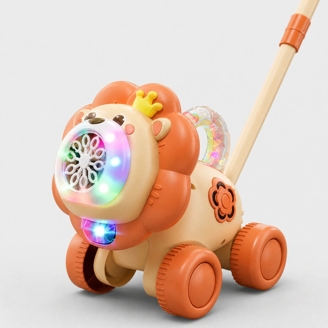 Light Up Bubble Push Walker Toy with LED Lights and Automatic Bubble Blower