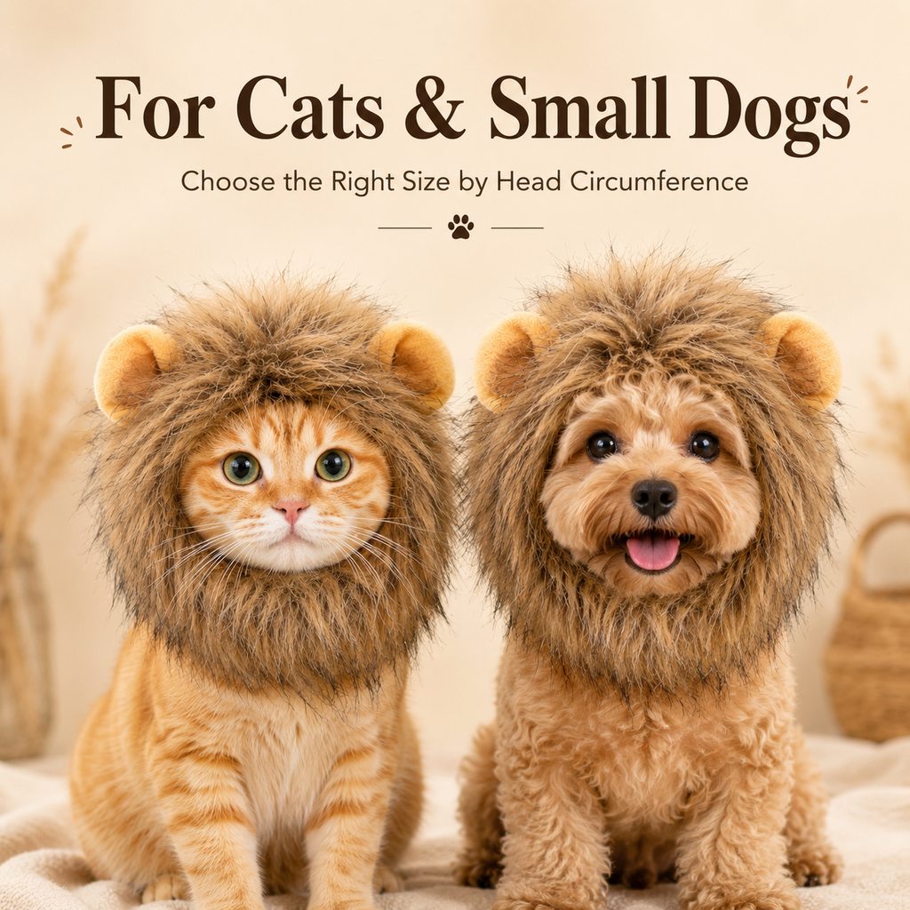 Soft Lion Mane Pet Headpiece for Cats & Small Dogs