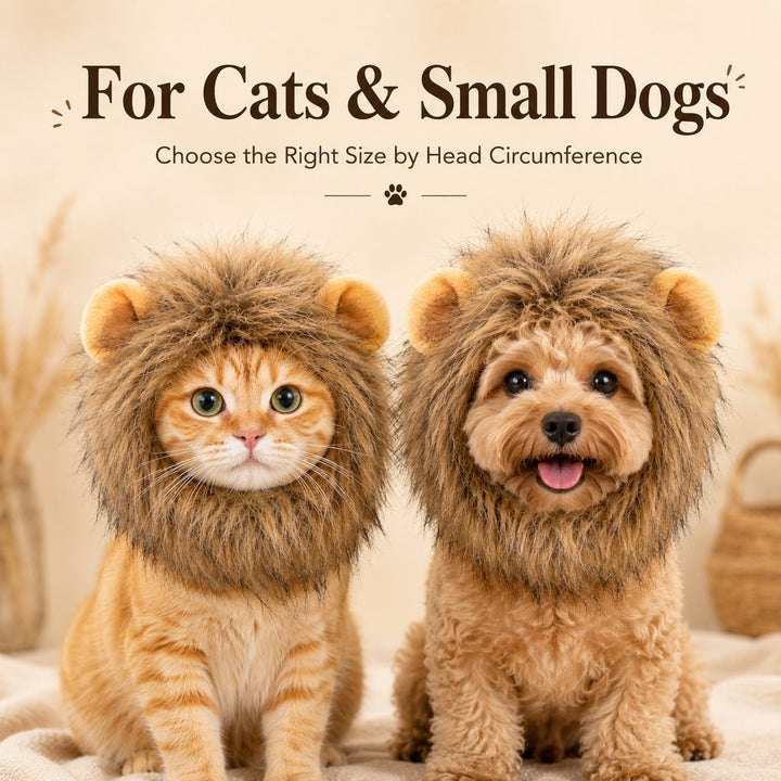 Soft Lion Mane Pet Headpiece for Cats & Small Dogs