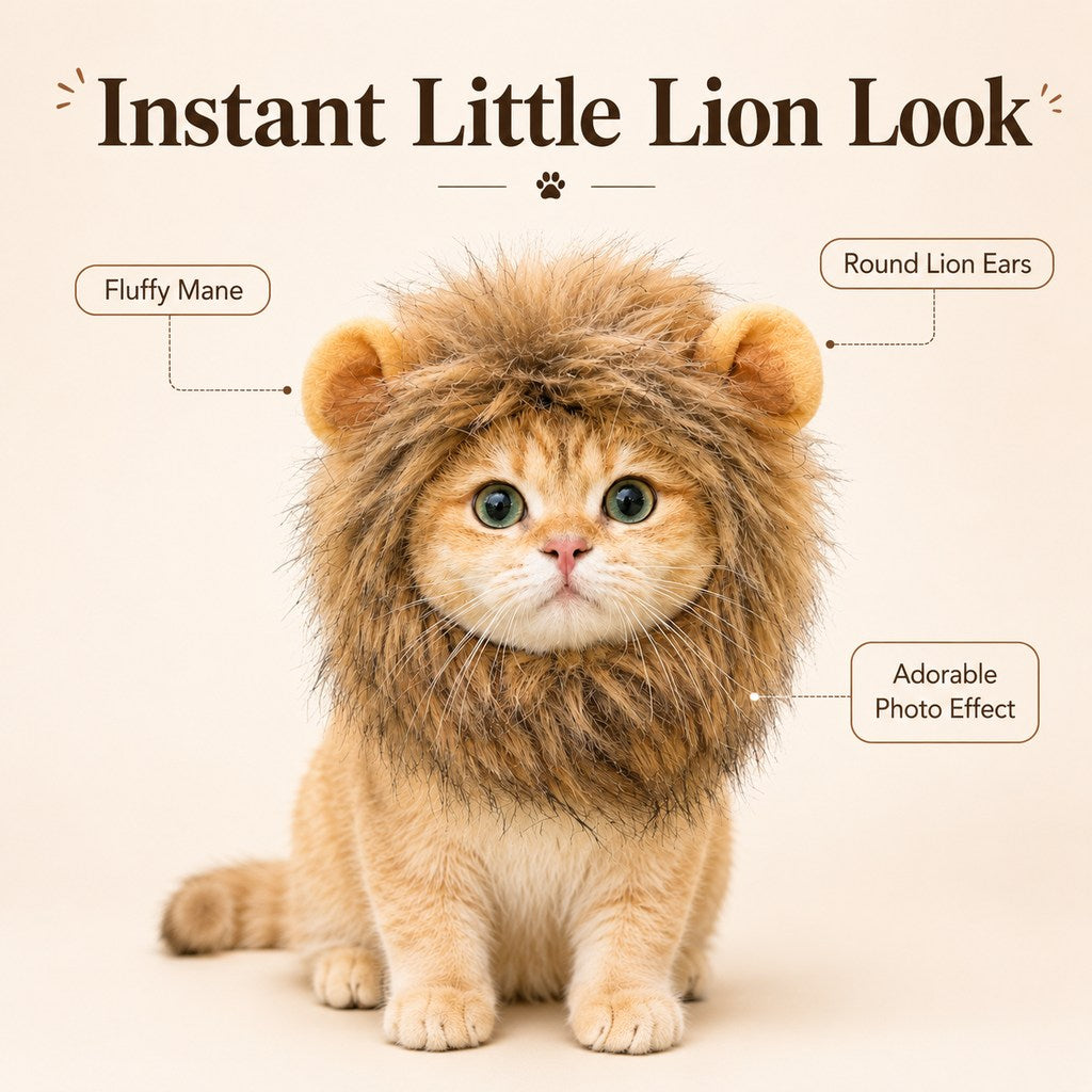 Soft Lion Mane Pet Headpiece for Cats & Small Dogs