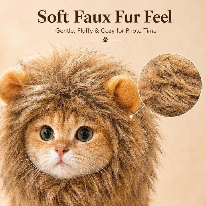 Soft Lion Mane Pet Headpiece for Cats & Small Dogs