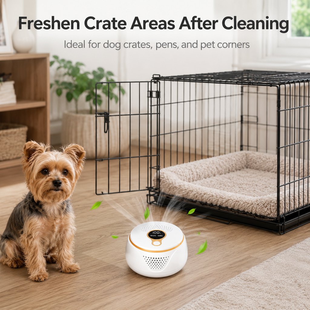 Rechargeable Ozone Pet Odor Deodorizer for Litter Box & Empty Crate Areas