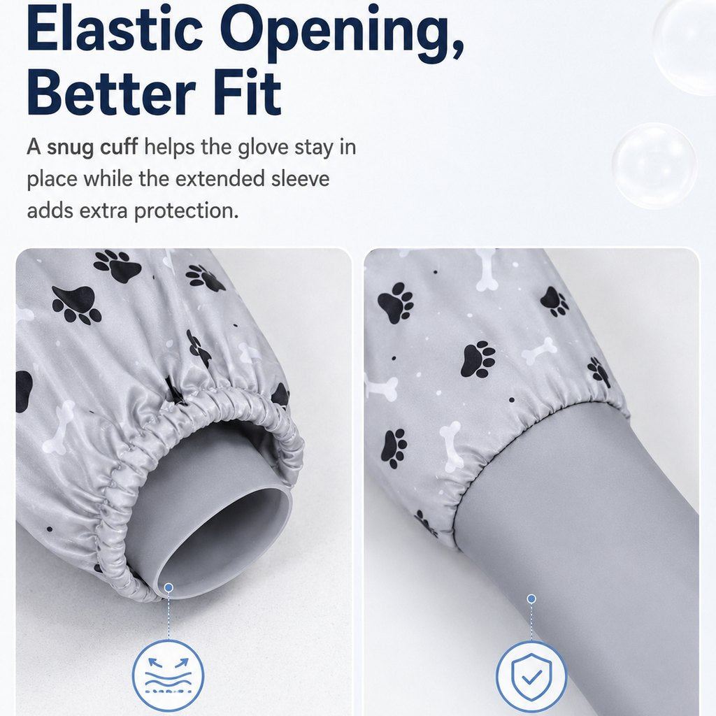 Long-Sleeve Pet Bath & Grooming Gloves for Cats & Dogs