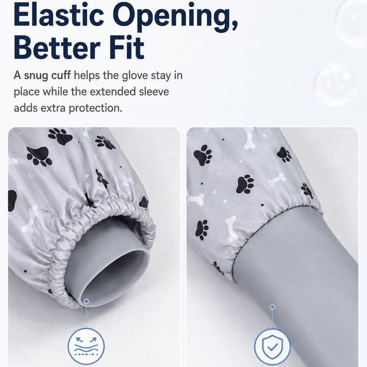 Long-Sleeve Pet Bath & Grooming Gloves for Cats & Dogs