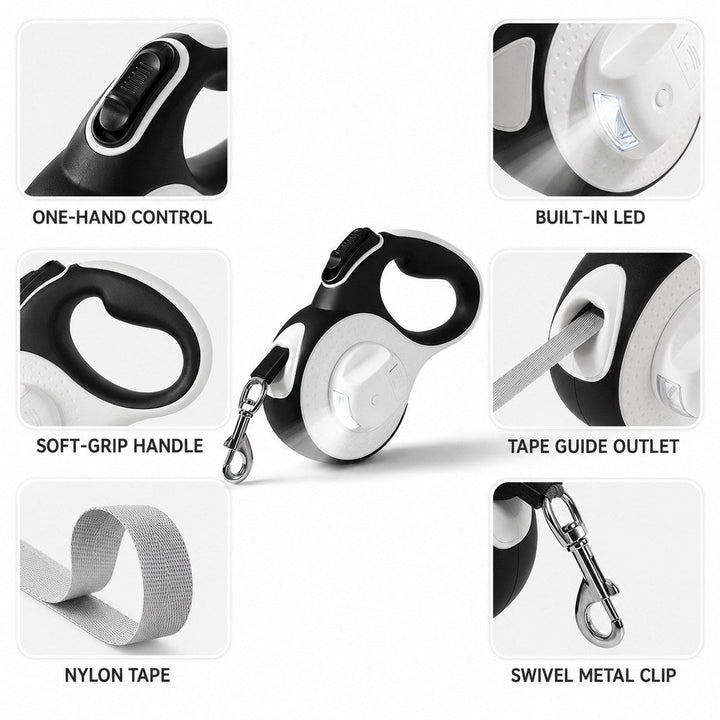 LED Retractable Dog Leash for Evening Walks