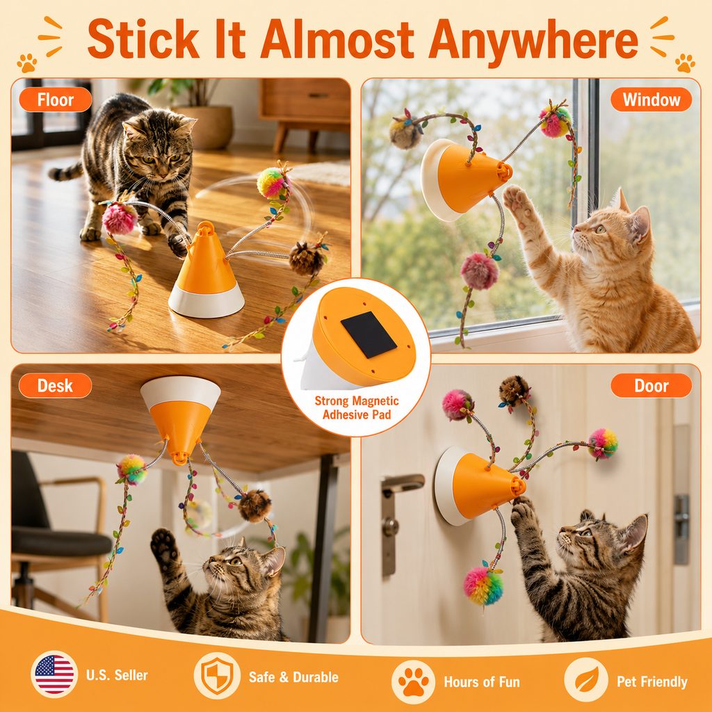 MiaSpin 360 Magnetic Rotating Cat Teaser Toy for Indoor Cats