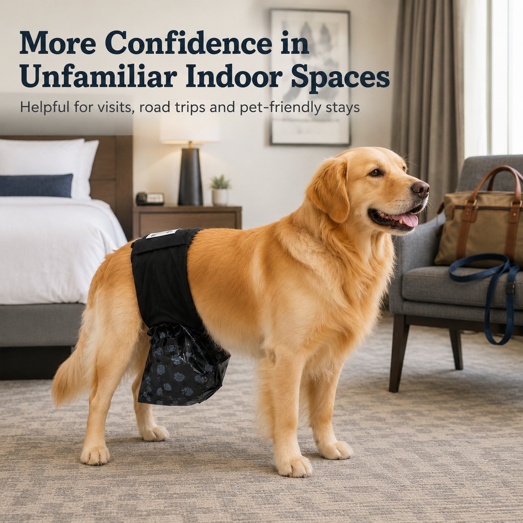 Reusable Male Dog Urine Collection Wrap with 50 Bags | Indoor Marking & Accident Support