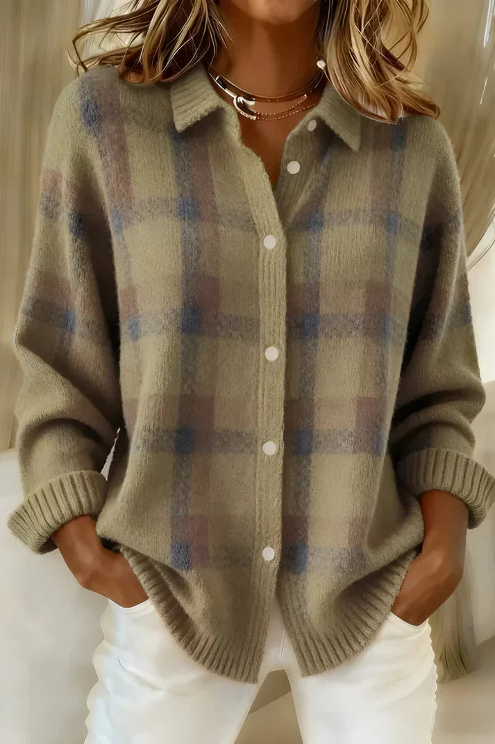 Women's Longline Button-Front Cardigan in Brown