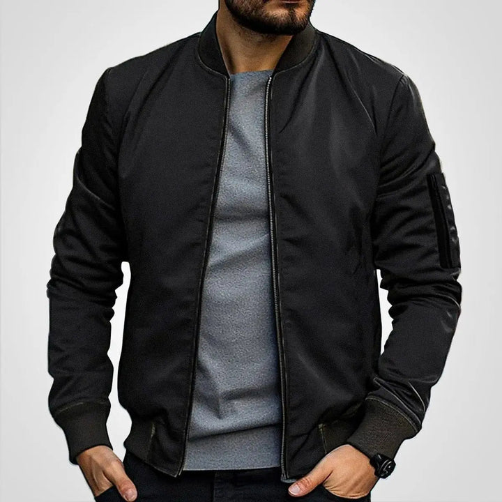 Men's Bomber Jacket Classic Zip-Up Ribbed Collar Flight Jacket