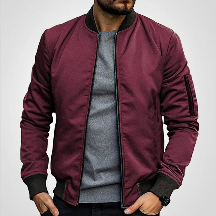 Men's Bomber Jacket Classic Zip-Up Ribbed Collar Flight Jacket