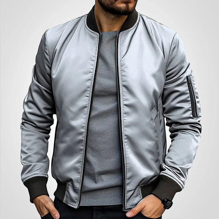 Men's Bomber Jacket Classic Zip-Up Ribbed Collar Flight Jacket