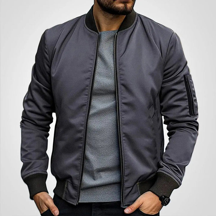 Men's Bomber Jacket Classic Zip-Up Ribbed Collar Flight Jacket