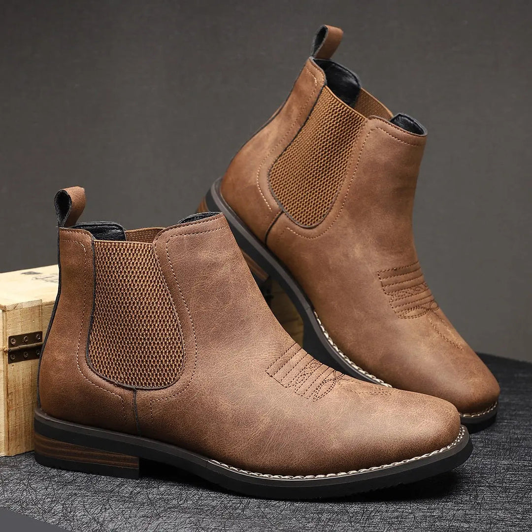 Men's Boots Chelsea Slip-On Western-Stitch Ankle Boots