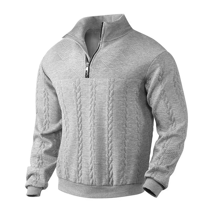 Men's Cable-Knit Quarter-Zip Pullover Knit Sweater