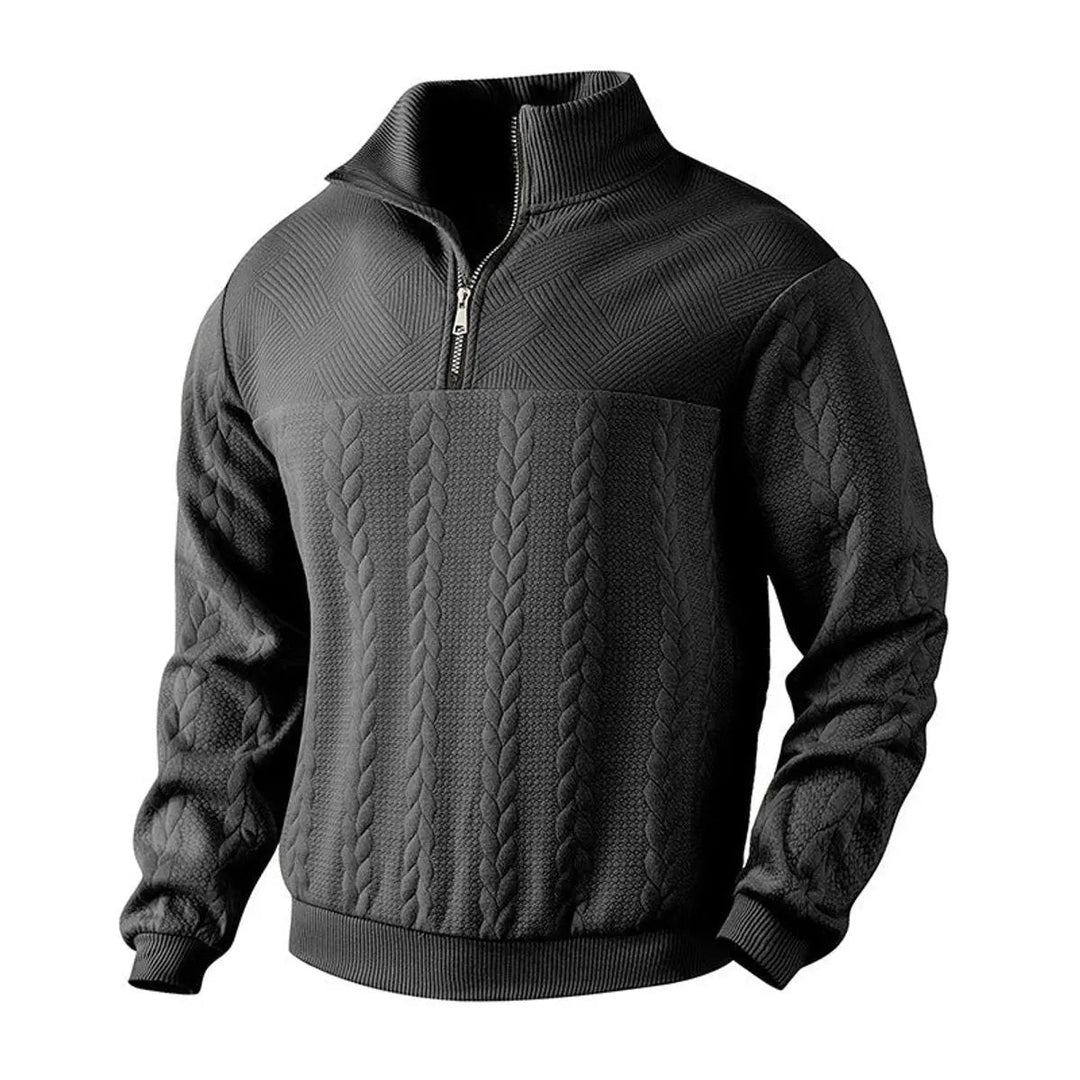 Men's Cable-Knit Quarter-Zip Pullover Knit Sweater