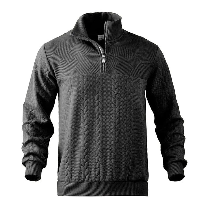 Men's Cable-Knit Quarter-Zip Pullover Knit Sweater