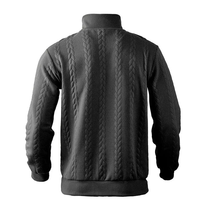 Men's Cable-Knit Quarter-Zip Pullover Knit Sweater