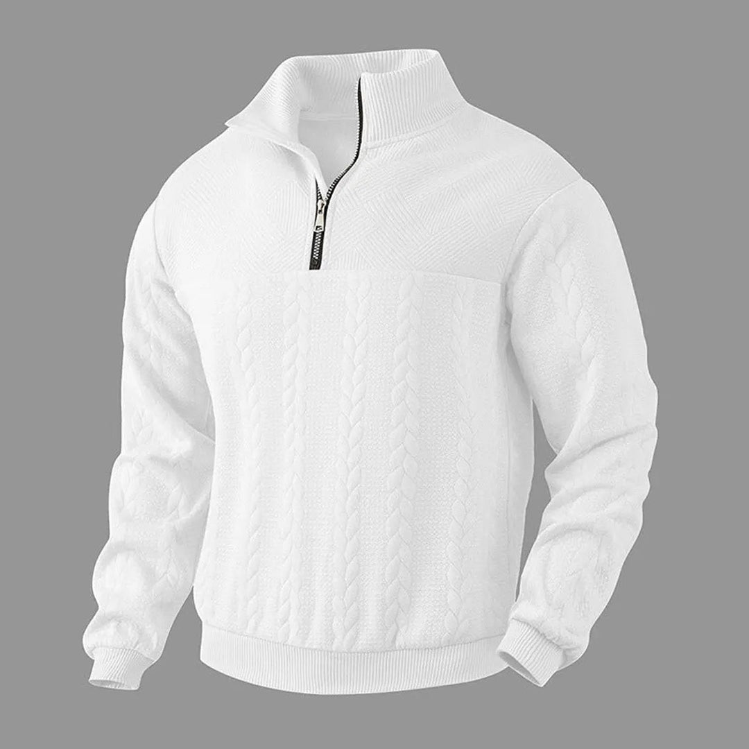 Men's Cable-Knit Quarter-Zip Pullover Knit Sweater