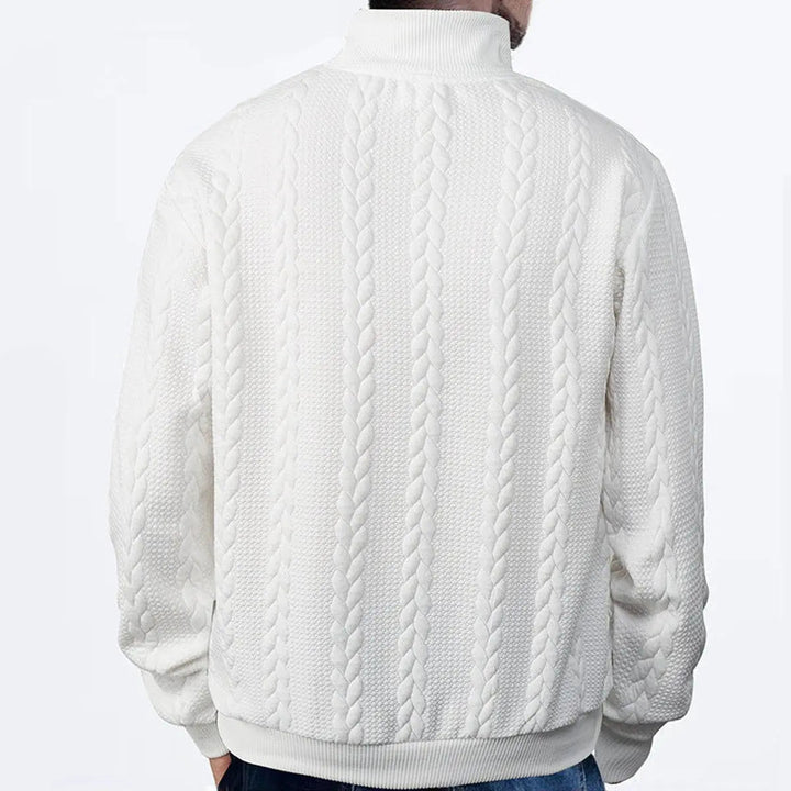 Men's Cable-Knit Quarter-Zip Pullover Knit Sweater
