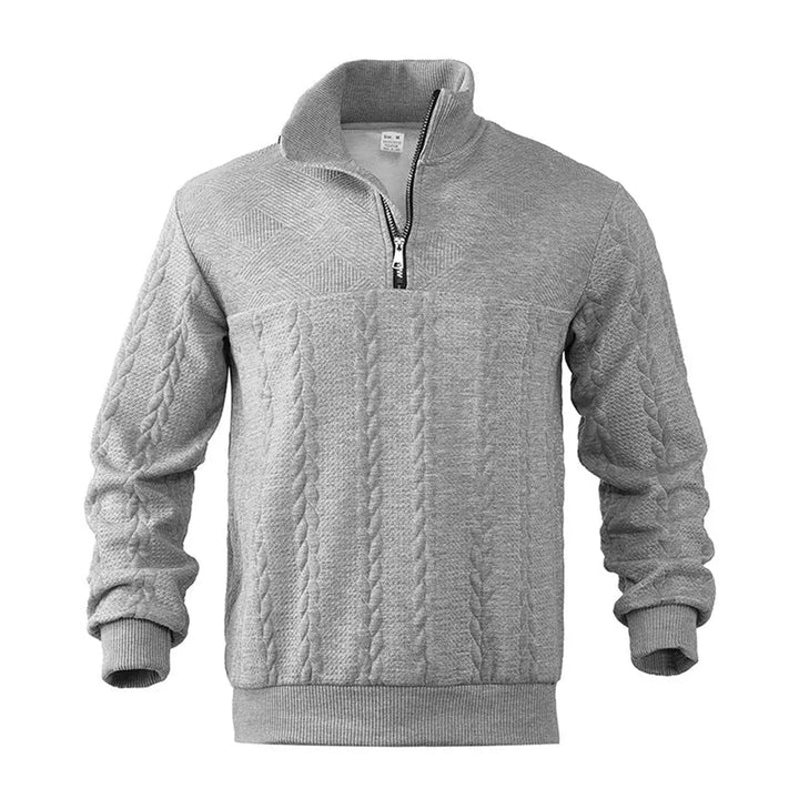 Men's Cable-Knit Quarter-Zip Pullover Knit Sweater