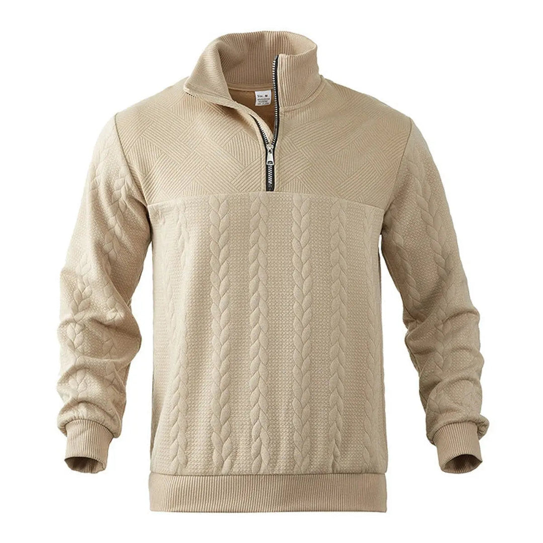Men's Cable-Knit Quarter-Zip Pullover Knit Sweater
