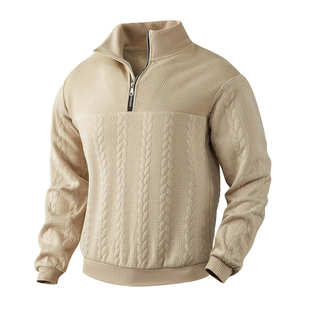 Men's Cable-Knit Quarter-Zip Pullover Knit Sweater