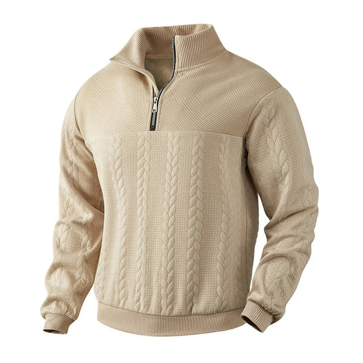 Men's Cable-Knit Quarter-Zip Pullover Knit Sweater