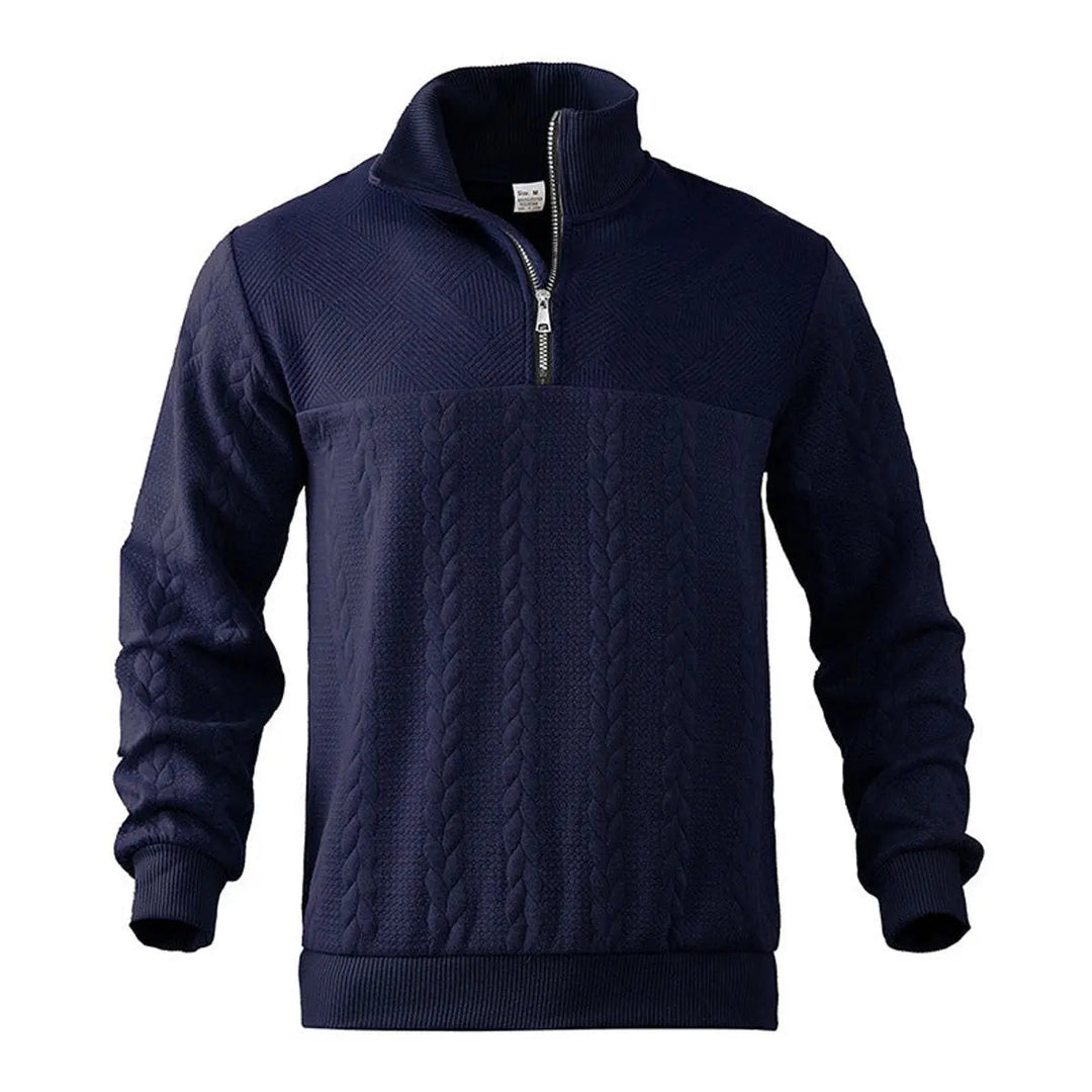 Men's Cable-Knit Quarter-Zip Pullover Knit Sweater