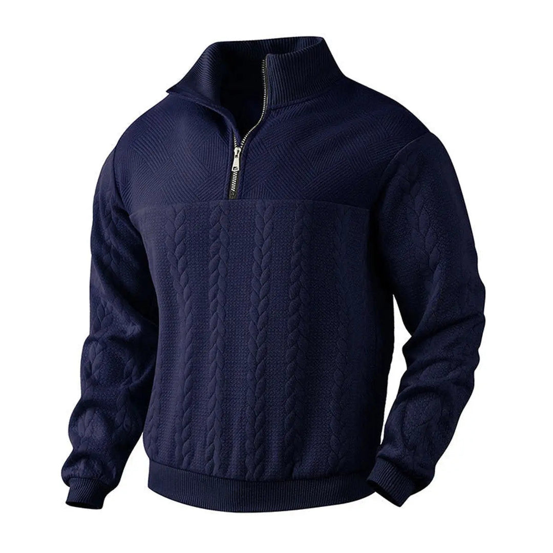 Men's Cable-Knit Quarter-Zip Pullover Knit Sweater