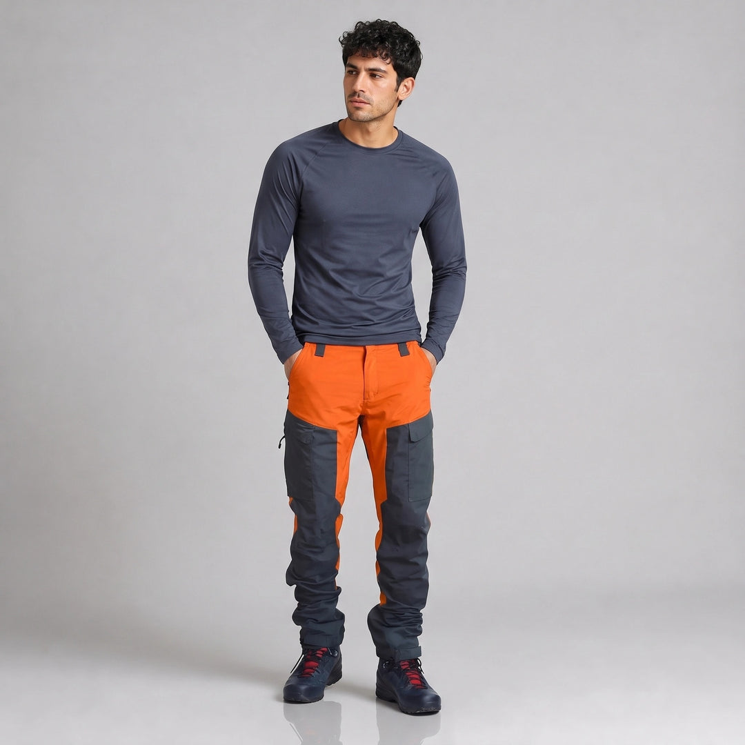 Men's Cargo Work Trousers with Reinforced Stitching and Cargo Pockets