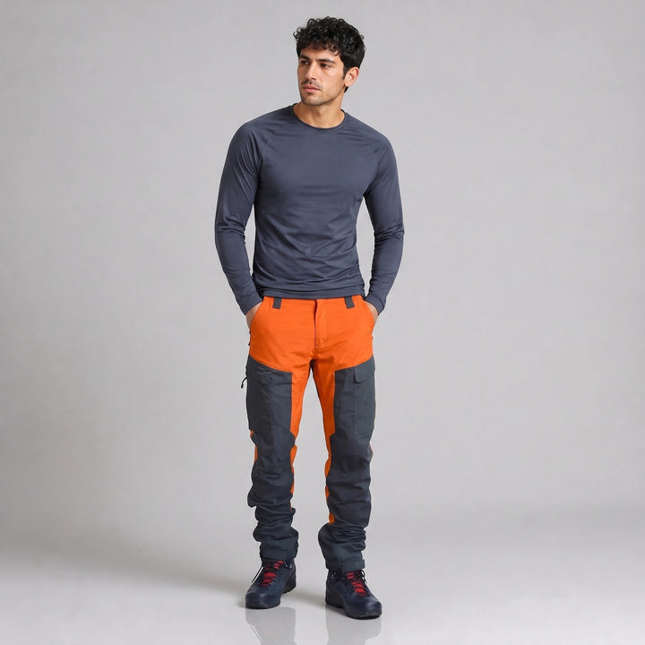 Men's Cargo Work Trousers with Reinforced Stitching and Cargo Pockets