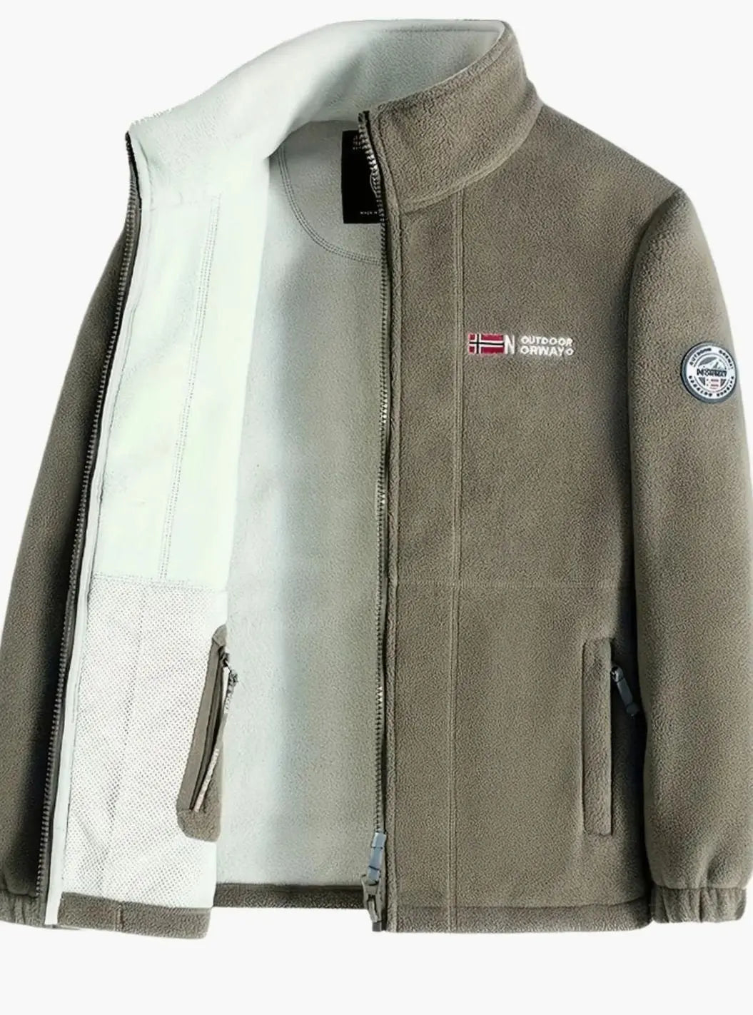 Men's Classic Full-Zip Outdoor Fleece Jacket Stand Collar