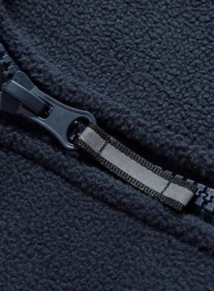 Men's Classic Full-Zip Outdoor Fleece Jacket Stand Collar
