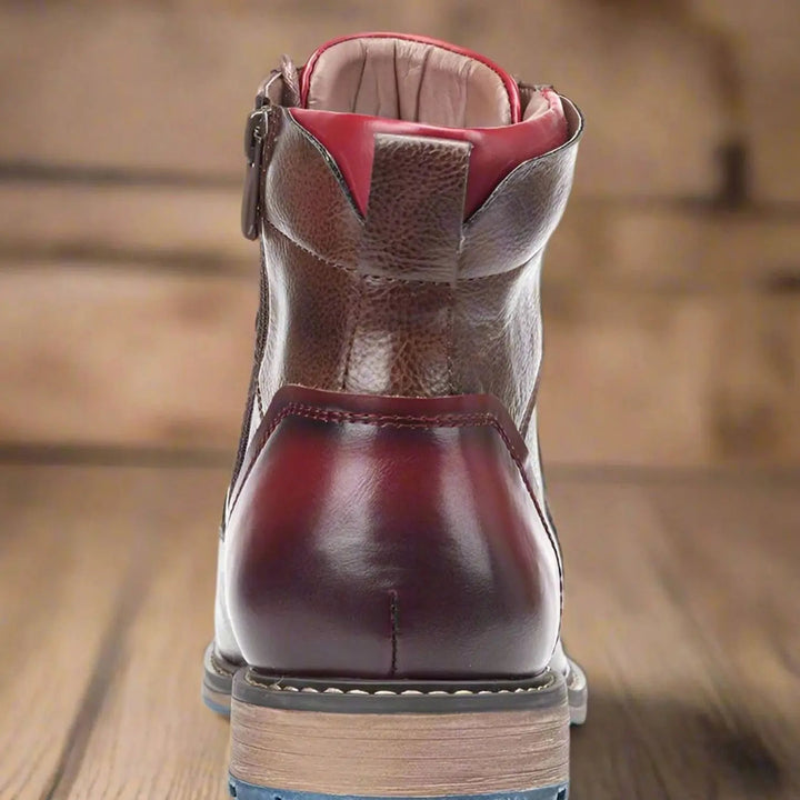 Men's Classic Zip Lace-Up Leather-Look Ankle Boots