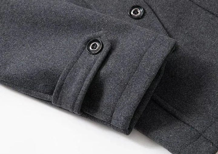 Men's Double-Layer Wool Blend Winter Coat Knit Collar