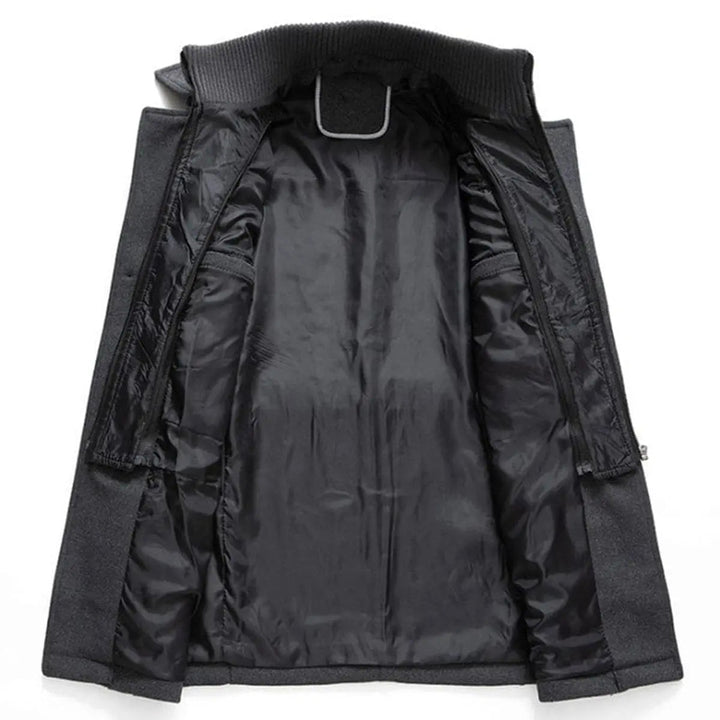 Men's Double-Layer Wool Blend Winter Coat Knit Collar