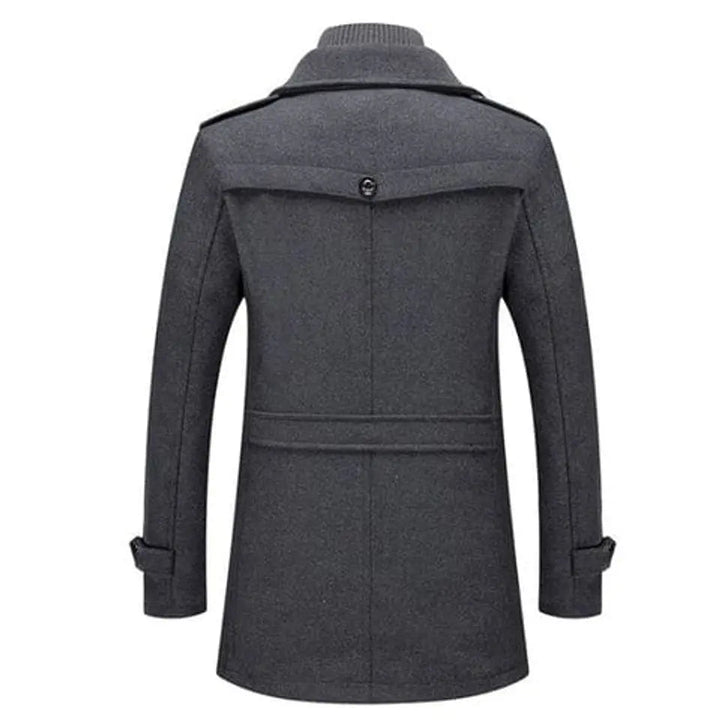 Men's Double-Layer Wool Blend Winter Coat Knit Collar