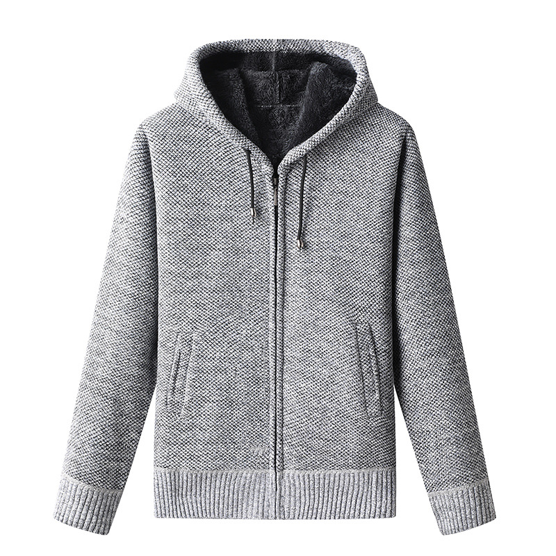 Men's Front-Pocket Zip-Up Hooded Cardigan